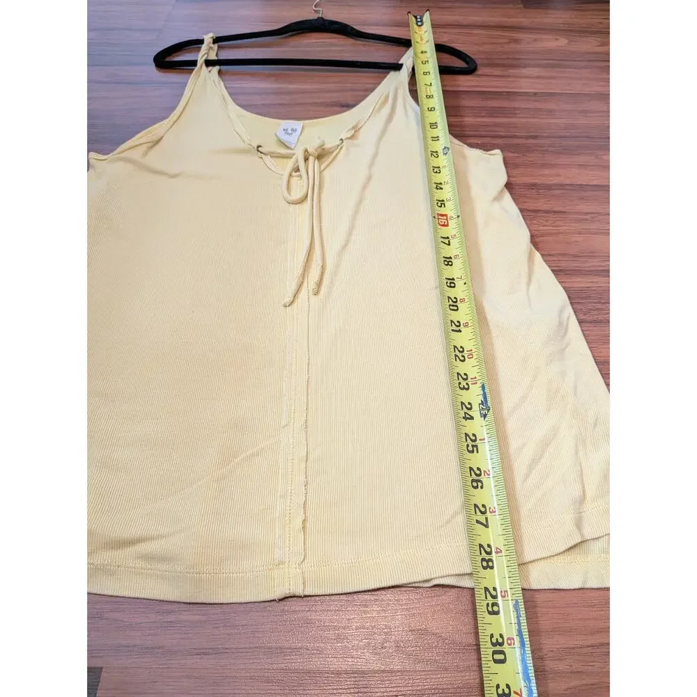 We The Free Ribbed Tie Front Tank Top Size Large Yellow Boho Flowy Coastal Chic - Picture 9 of 9